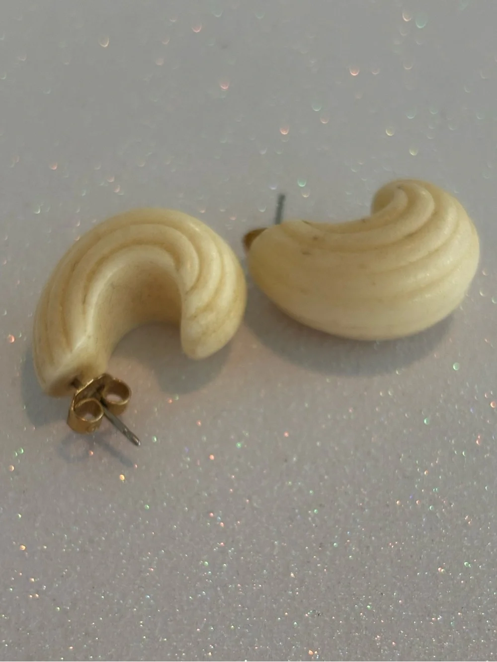 Vintage Ivory Colored Huggie Earrings